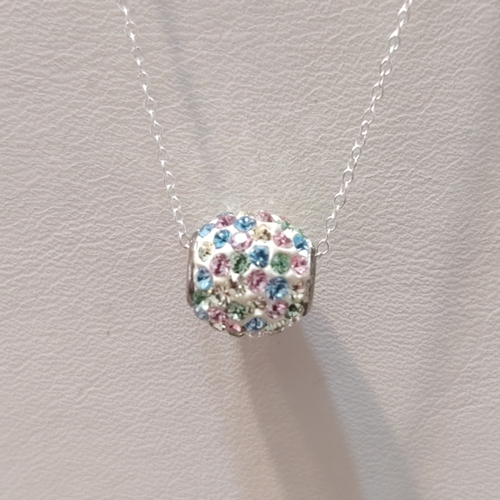 Multicolored Crystal Sterling Silver Necklace